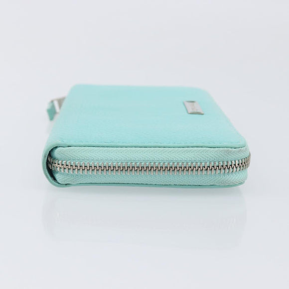 Tiffany & Co. Long Wallet Leather Blue Silver Auth 205507A