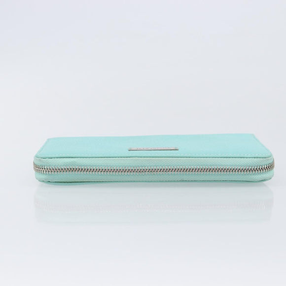 Tiffany & Co. Long Wallet Leather Blue Silver Auth 205507A