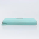 Tiffany & Co. Long Wallet Leather Blue Silver Auth 205507A-6