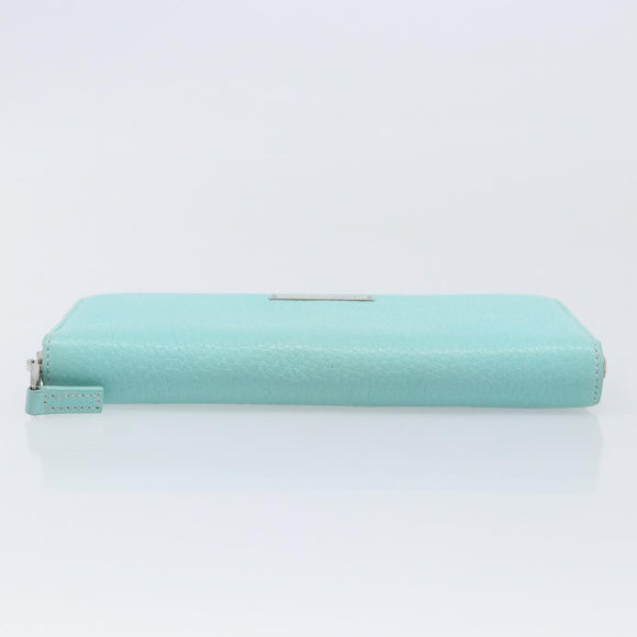 Tiffany & Co. Long Wallet Leather Blue Silver Auth 205507A