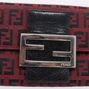 FENDI Zucchino Canvas Bifold Wallet Red Silver SM0036 Auth 205529A-17