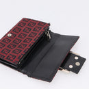 FENDI Zucchino Canvas Bifold Wallet Red Silver SM0036 Auth 205529A-19