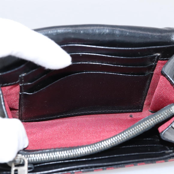 FENDI Zucchino Canvas Bifold Wallet Red Silver SM0036 Auth 205529A