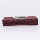 FENDI Zucchino Canvas Bifold Wallet Red Silver SM0036 Auth 205529A-5
