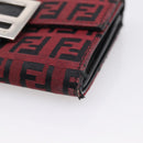 FENDI Zucchino Canvas Bifold Wallet Red Silver SM0036 Auth 205529A-7