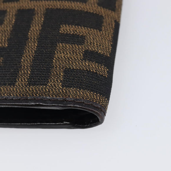 FENDI Zucca Canvas Bifold Wallet Black Brown Auth 205532V