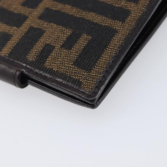 FENDI Zucca Canvas Bifold Wallet Black Brown Auth 205532V