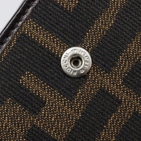 FENDI Zucca Canvas Bifold Wallet Black Brown Auth 205532V