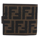 FENDI Zucca Canvas Bifold Wallet Black Brown Auth 205532V-2