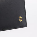 Cartier Card Case Leather Black Gold Auth 205544V-12