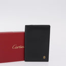 Cartier Card Case Leather Black Gold Auth 205544V-20
