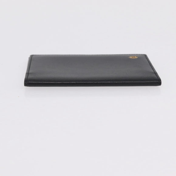 Cartier Card Case Leather Black Gold Auth 205544V