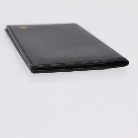 Cartier Card Case Leather Black Gold Auth 205544V