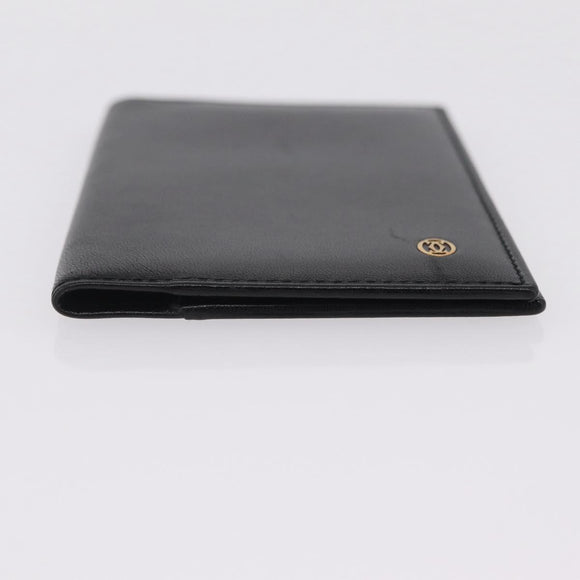 Cartier Card Case Leather Black Gold Auth 205544V