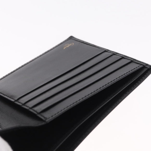 Cartier Bifold Wallet Leather Black Gold Auth 205547V