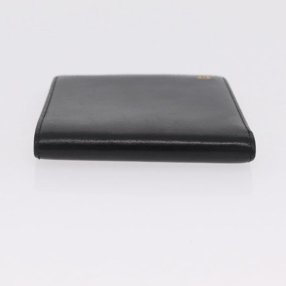Cartier Bifold Wallet Leather Black Gold Auth 205547V