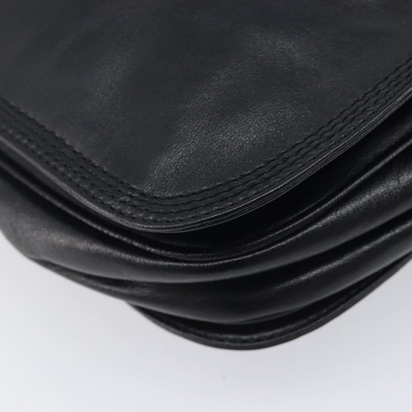 LOEWE Shoulder Bag Leather Black Gold Auth 205663
