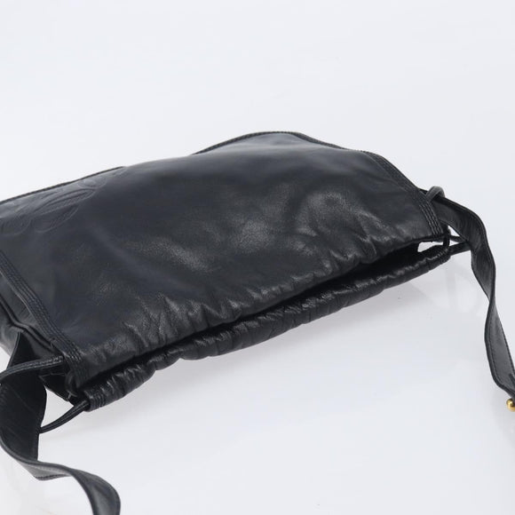 LOEWE Shoulder Bag Leather Black Gold Auth 205663