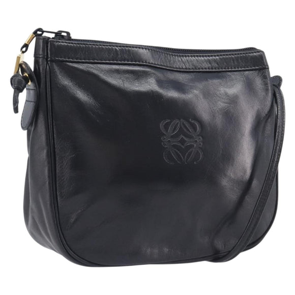LOEWE Shoulder Bag Leather Black Gold Auth 205664