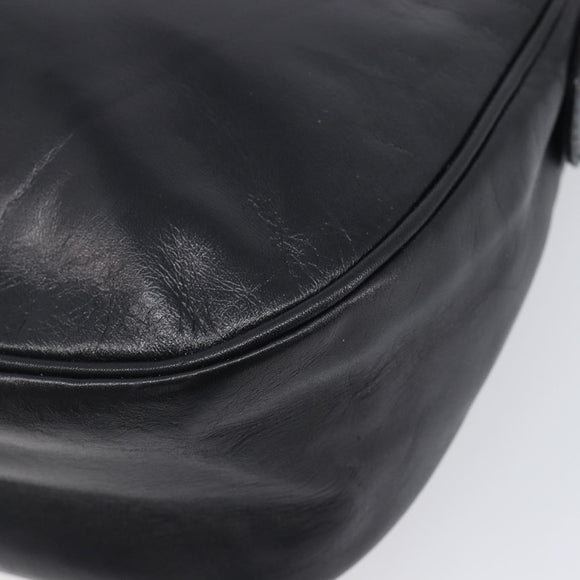 LOEWE Shoulder Bag Leather Black Gold Auth 205664