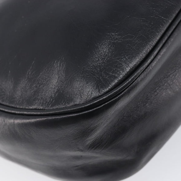 LOEWE Shoulder Bag Leather Black Gold Auth 205664