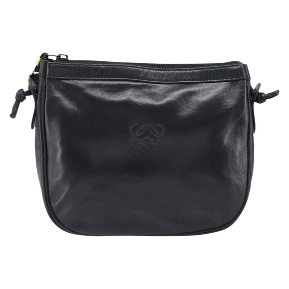 LOEWE Shoulder Bag Leather Black Gold Auth 205664