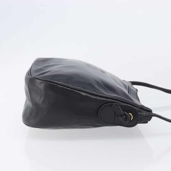 LOEWE Shoulder Bag Leather Black Gold Auth 205664