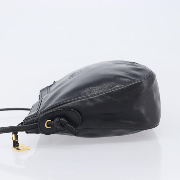 LOEWE Shoulder Bag Leather Black Gold Auth 205664