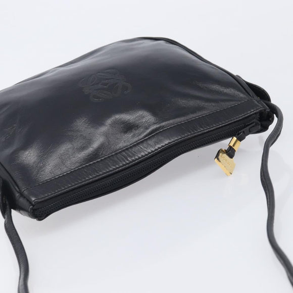LOEWE Shoulder Bag Leather Black Gold Auth 205664