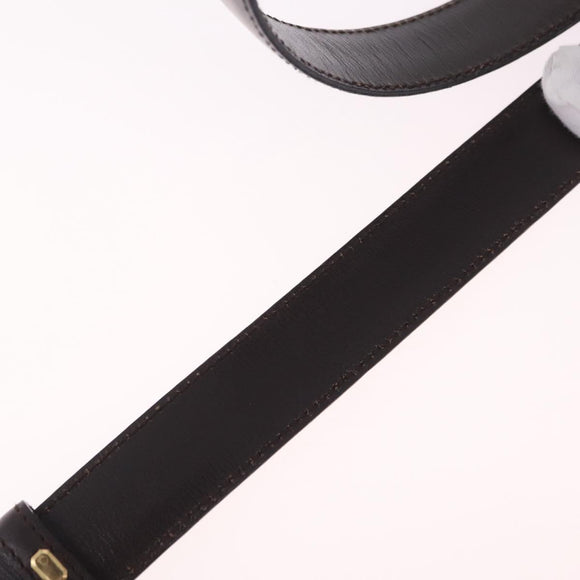 GUCCI Belt Leather 44.1"" Black Gold Auth 205723