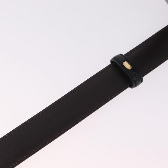 GUCCI Belt Leather 44.1"" Black Gold Auth 205723