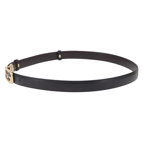 GUCCI Belt Leather 44.1"" Black Gold Auth 205723