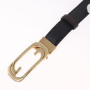 GUCCI Belt Leather 44.1"" Black Gold Auth 205723-5