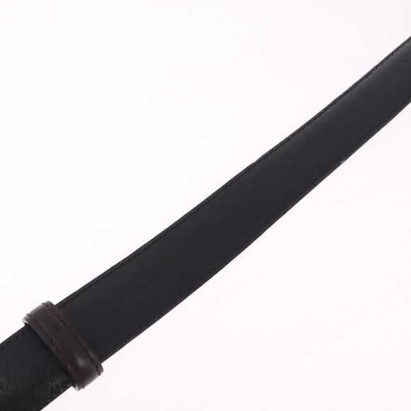 GUCCI Belt Leather 44.1"" Black Gold Auth 205723
