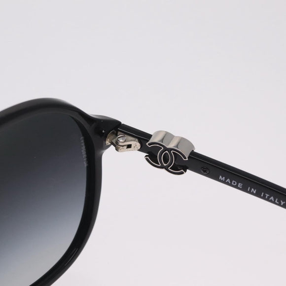 CHANEL Sunglasses plastic Black Silver CC Auth 205725M