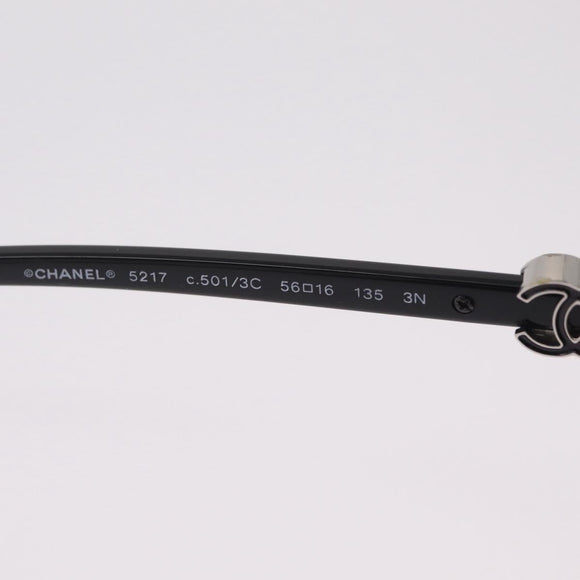 CHANEL Sunglasses plastic Black Silver CC Auth 205725M