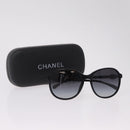 CHANEL Sunglasses plastic Black Silver CC Auth 205725M-14
