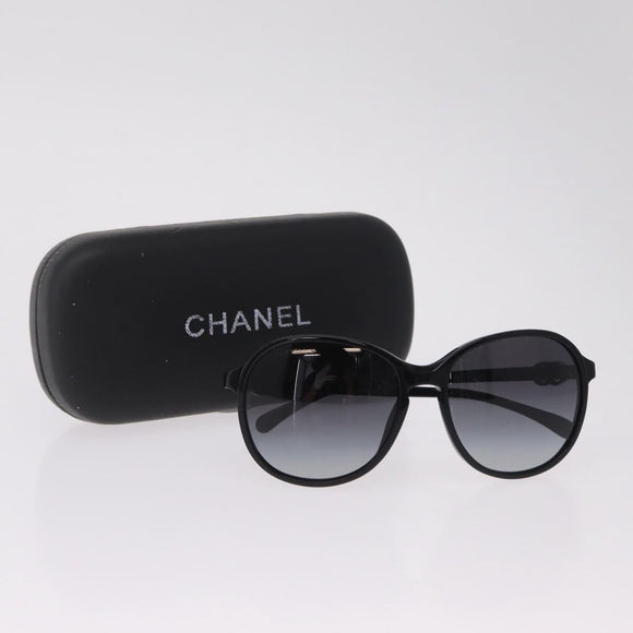 CHANEL Sunglasses plastic Black Silver CC Auth 205725M