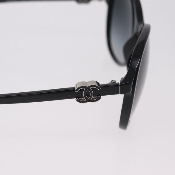 CHANEL Sunglasses plastic Black Silver CC Auth 205725M