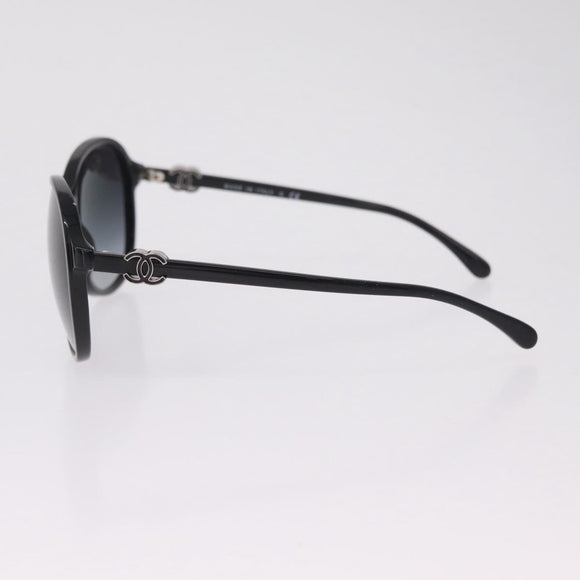 CHANEL Sunglasses plastic Black Silver CC Auth 205725M