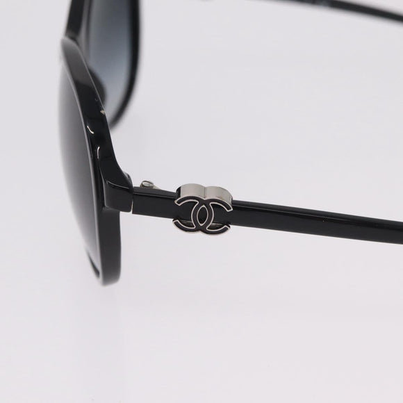 CHANEL Sunglasses plastic Black Silver CC Auth 205725M