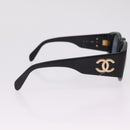 CHANEL Sunglasses plastic Black Gold CC Auth 205726-10