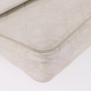 CHANEL Matelasse Chain Shoulder Bag Lamb Skin White Gold CC Auth 205734-12