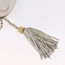 CHANEL Matelasse Chain Shoulder Bag Lamb Skin White Gold CC Auth 205734-16
