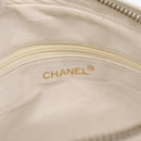 CHANEL Matelasse Chain Shoulder Bag Lamb Skin White Gold CC Auth 205734-17
