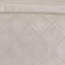 CHANEL Matelasse Chain Shoulder Bag Lamb Skin White Gold CC Auth 205734-4