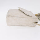 CHANEL Matelasse Chain Shoulder Bag Lamb Skin White Gold CC Auth 205734-5