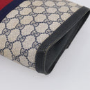 GUCCI GG Supreme Sherry Line Clutch Bag PVC Navy 84 01 006 Auth 205735-10