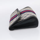 GUCCI GG Supreme Sherry Line Clutch Bag PVC Navy 84 01 006 Auth 205735-4
