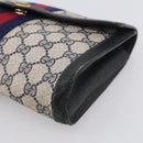 GUCCI GG Supreme Sherry Line Clutch Bag PVC Navy 84 01 006 Auth 205735-8